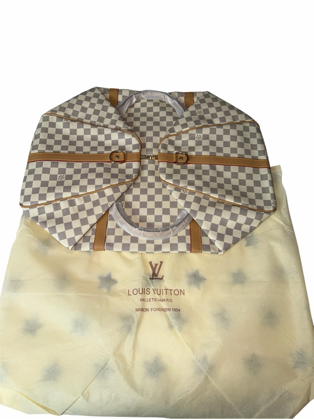 Damier Azur Checkerboard Tote - White & Brown